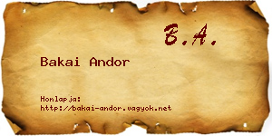 Bakai Andor névjegykártya
